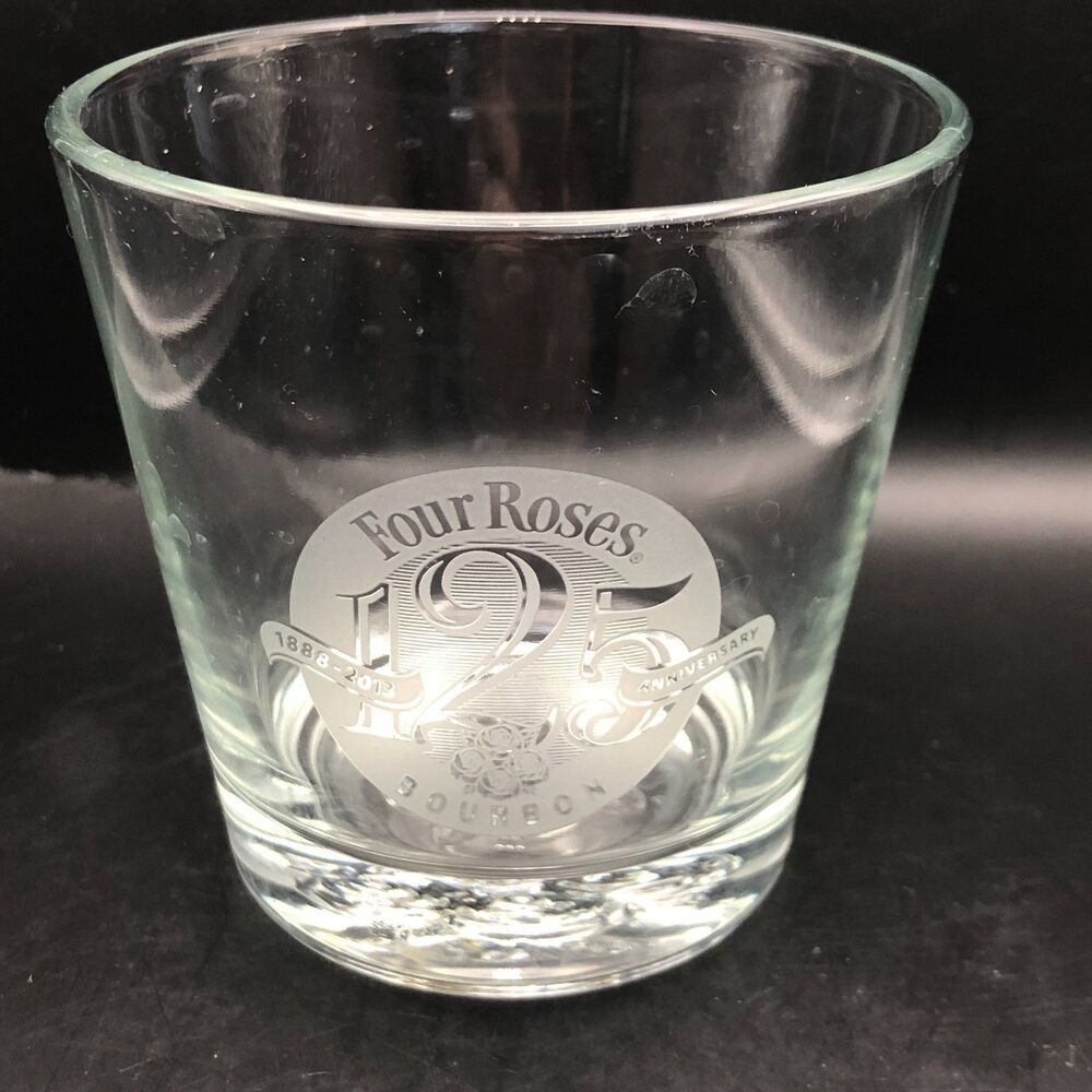 Four Roses Bourbon 125th Anniversary 2013 Whiskey Glass Rose Bottom